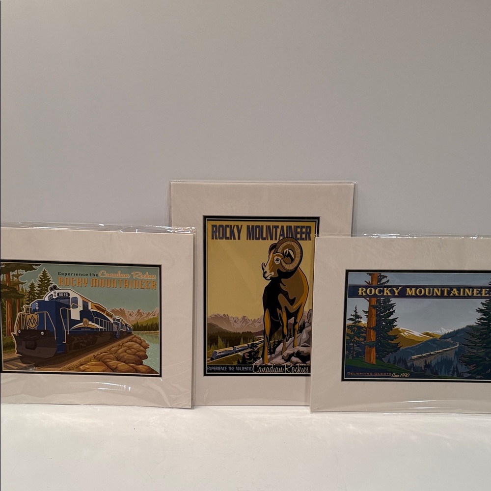 Rocky Mountaineer Rail Art Print Set - Blue, Yellow, Brown